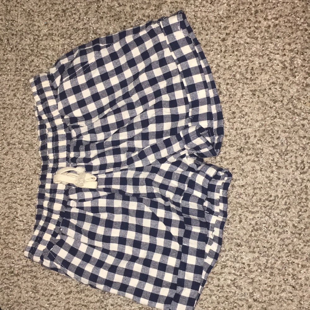 Blue and white checkered shorts